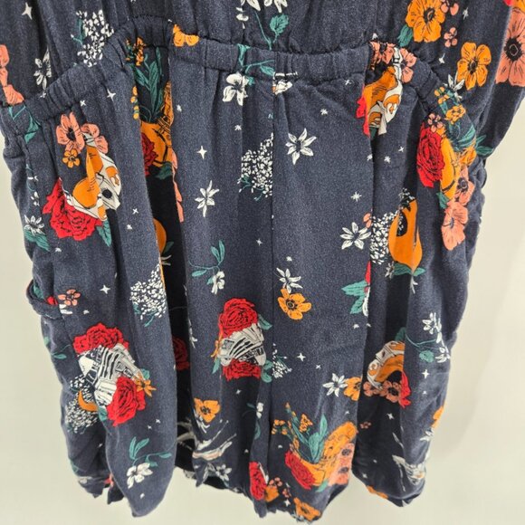 Her Universe Star Wars Black Floral Romper Tie-Front Pockets Size Small - Picture 7 of 11